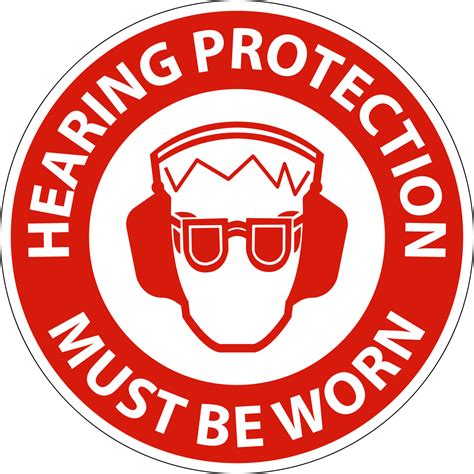 Danger Hearing Protection Must Be Worn Sign On White Background