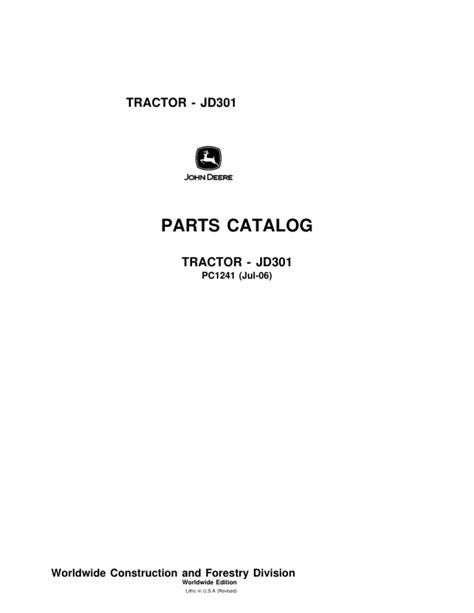 John Deere Tractors Parts Catalog Manual Pc