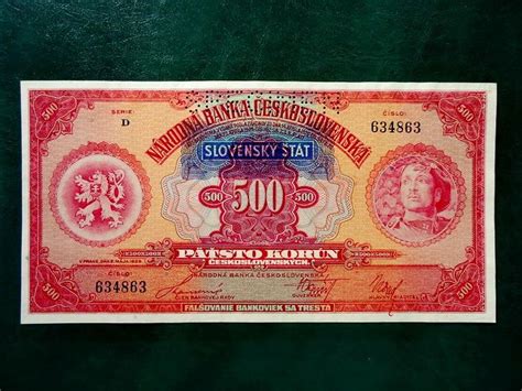 500 Korun 1929 Serie D Pretisk Slovensky Stat Vzacna UNC Aukro