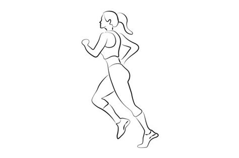 Woman Running Line Art Svg Cut File By Creative Fabrica Crafts