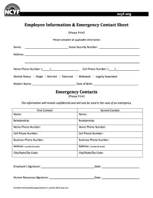 54 Printable Emergency Contact Form Templates Fillable Samples In PDF