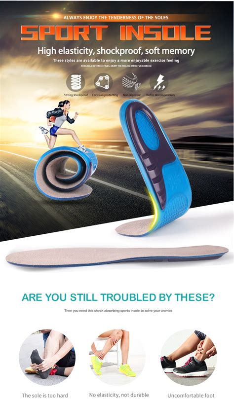 Sports Massaging Silicone Gel Insoles Arch Support Orthopedic Plantar