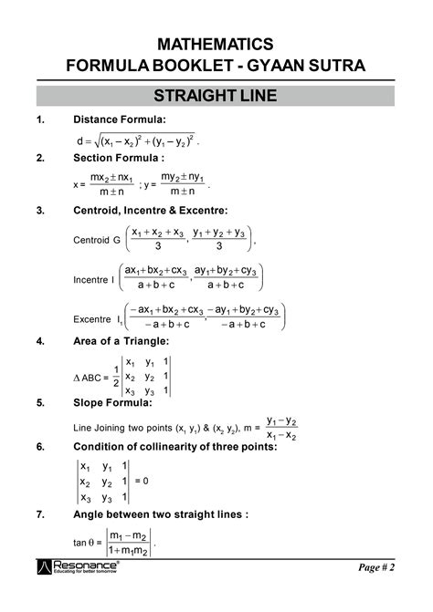 Solution Mht Cet Mathematics Formula Sheet Studypool