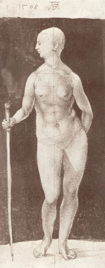 Standing Naked With A Stick Turned To The Right Albrecht Durer