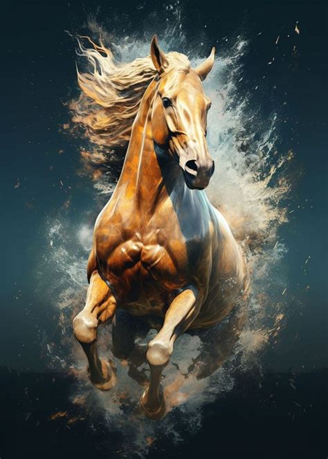 Brown Wild Cute Race Horse Poster By Star Displate In 2023