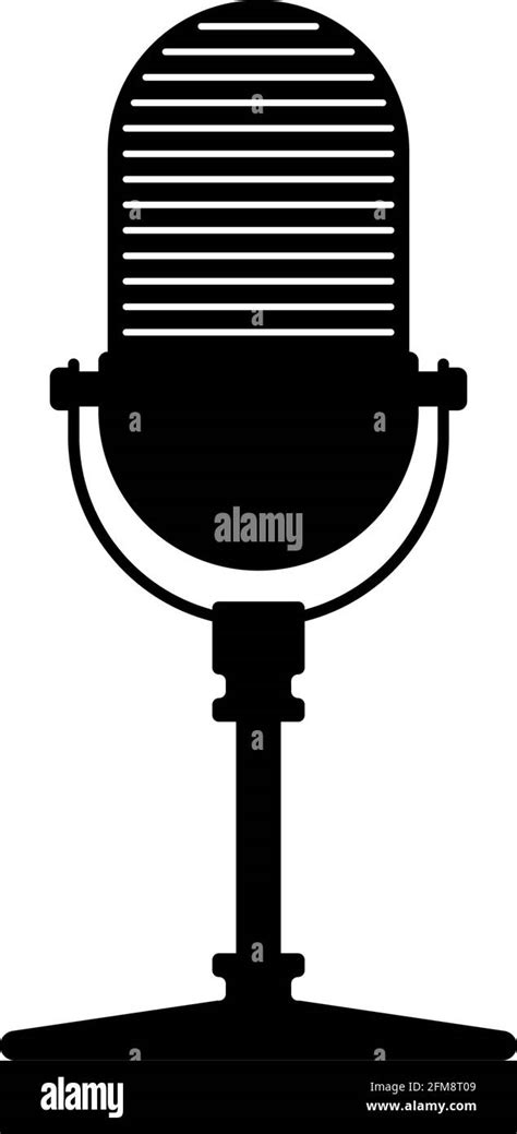 Micrófono De Pie De Radio Retro Vintage Silueta Del Micrófono Icono