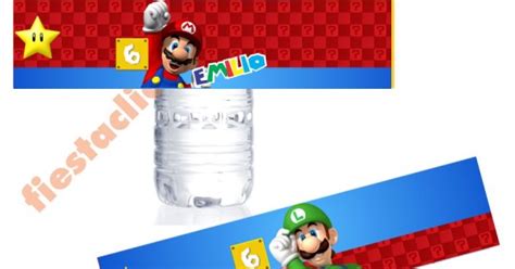 Mario Bros Etiqueta Para Botella