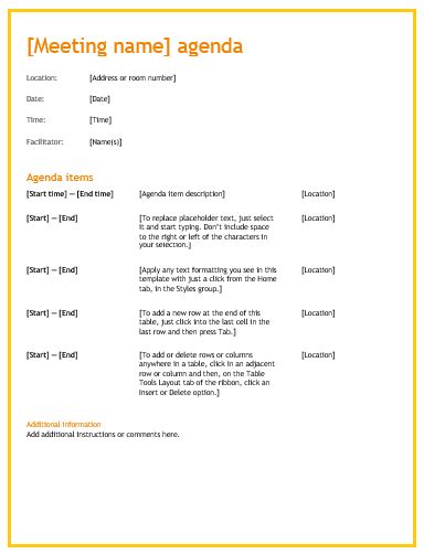 Meeting Agenda Templates | 4+ Free Printable PDF, Excel & Word