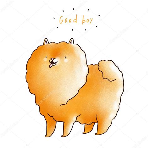 Buen chico lindo y esponjoso spitz pomeraniano ilustración de dibujos