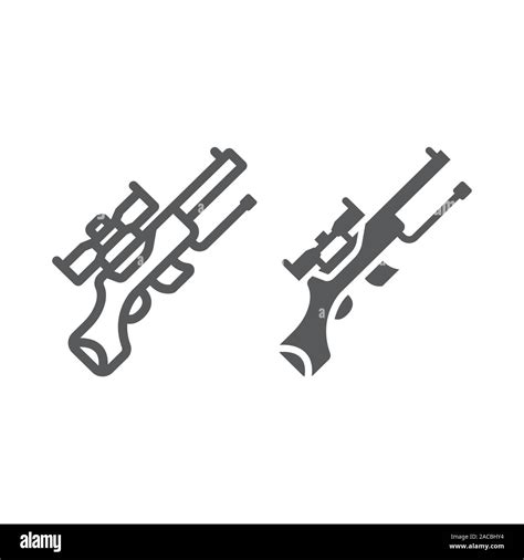 Sniper Gun Line And Glyph Icon Weapon And Military Automatic Machine