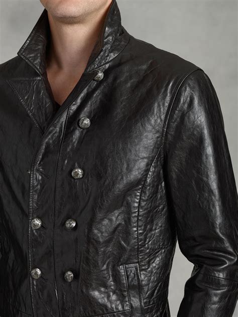 John Varvatos Double Breasted Leather Jacket In Black For Men Lyst