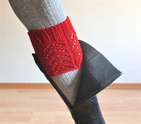 Woman Leg Warmer In Red Grace Lace Boot Socks By Dokumaaccessories