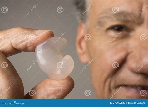 Man Showing His Custom Made Silicone Earplugs Stock Photo Image Of