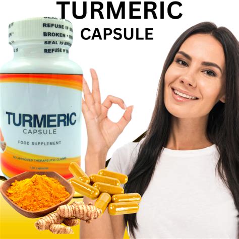 Turmeric Capsule 100% Pure Turmeric -Food Supplement 100 Capsule ...