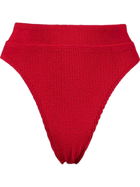 Bond Eye Bound High Rise Crinkle Bikini Bottoms Red Farfetch Uk