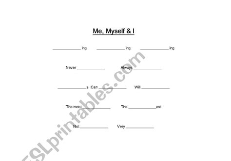 English Worksheets Me Myself And I ~ Grammar Poem