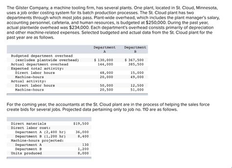 The Gilster Company A Machine Tooling Firm Has Chegg