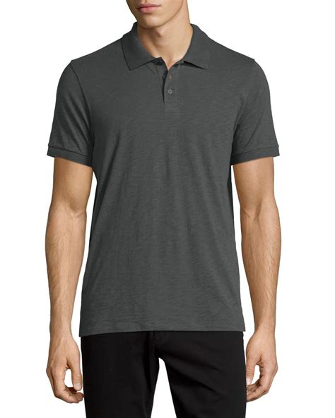 Lyst - Vince Short-sleeve Slub Polo Shirt in Gray for Men