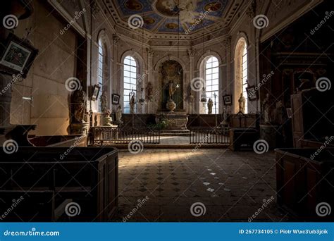 Abandoned Church In France With Equipment Stock Image Image Of Empty