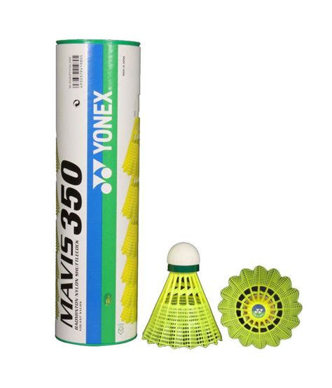 Yonex Yellow Mavis 350 Green Cap Nylon Shuttlecock Buy Online At Best