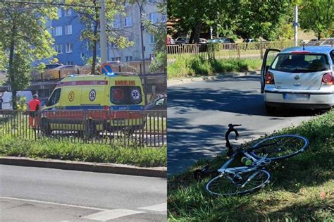 Wjechał rowerem na przejście dla pieszych uderzył w bok volkswagena