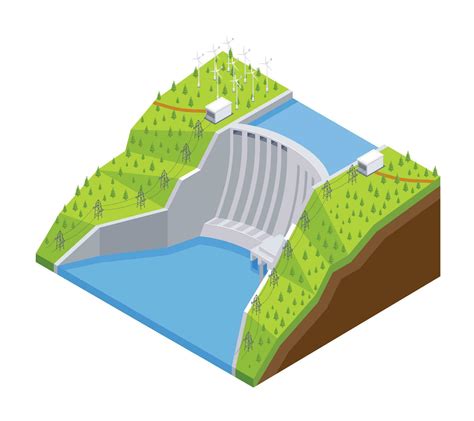 Hydroelectric Dam Isometric Composition 31983979 Vector Art at Vecteezy