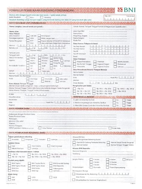 Contoh Cara Mengisi Formulir Pembukaan Rekening Bni 53 Koleksi Gambar