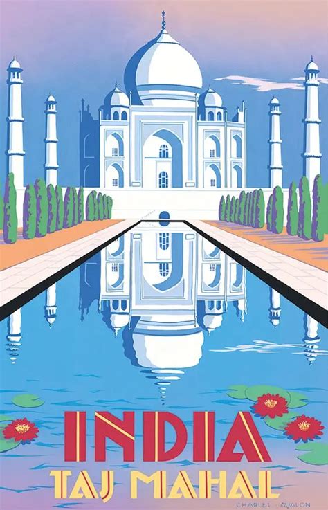 Visit India Taj Mahal Pop Art Travel Posters Retro Vintage Kraft Poster