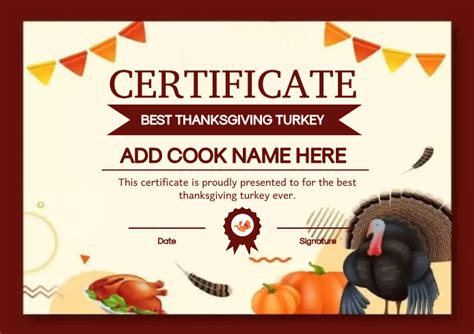 Thanksgiving Day Certificate Template Postermywall