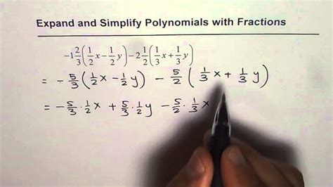 Expand And Simplify Polynomial With Mixed Fractions Youtube