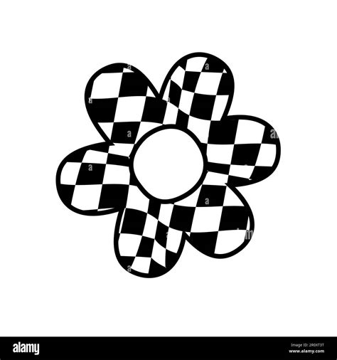 Vector retro groovy flower with checkered texture Stock Vector Image ...