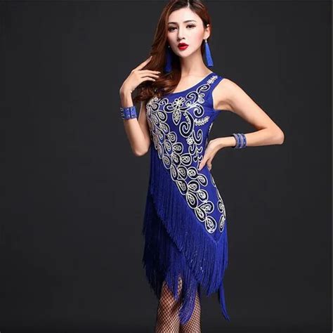 Sexy Dance Performance Latin Dress Bling Sequins Ballroom Salsa Samba Rumba Tango Dresses Ladies