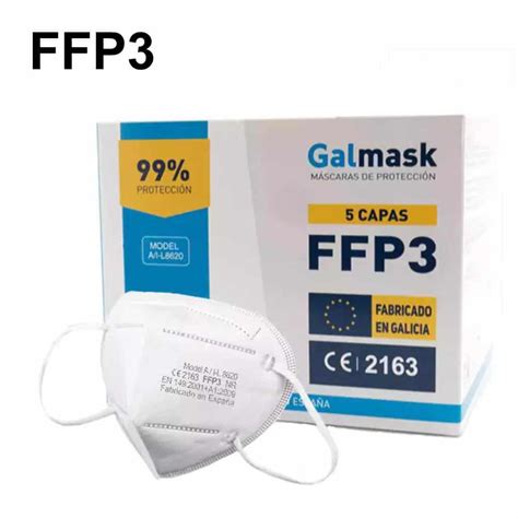 Mascarillas de protección FFP3 sin válvula Galmask 30 uds