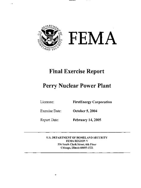 Fillable Online Fema Final Exercise Report Perry Nuclear Power Plant