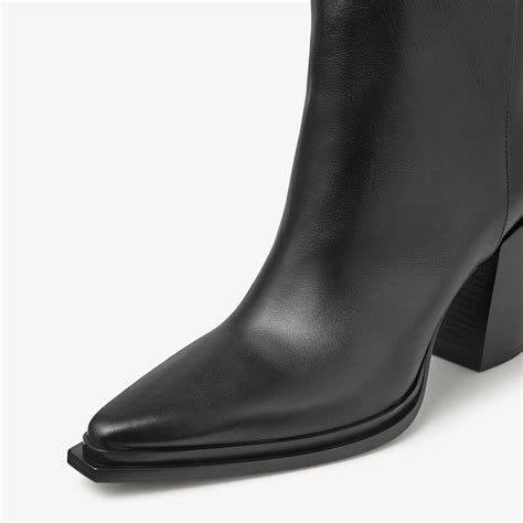 Cece Over The Knee 80 Black Calf Leather Boot Jimmy Choo