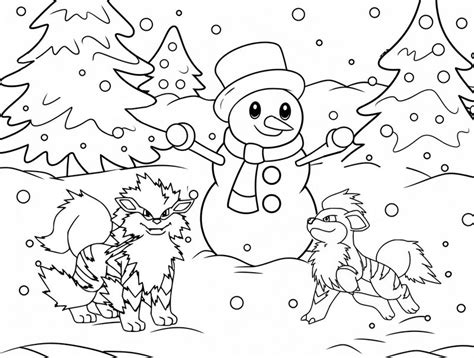 Coloring Page Pok Mon Christmas Arcanine And Growlithe