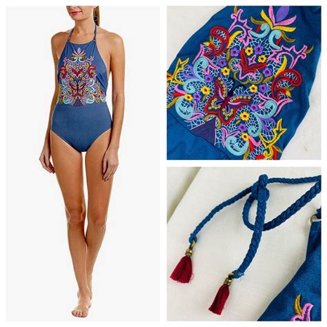 Nanette Lepore Dazed Denim Goddess One Piece Swimsuit Gem