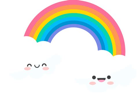 Tekenfilm Stickers Cartoon Regenboog Met Wolken Aan De Zijkanten