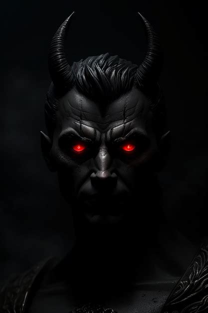 Premium Photo | A black demon with red eyes and red eyes is in the dark.