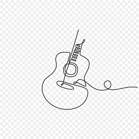 One Line Drawing Acoustic Guitar Music Instrument Vector Illustration