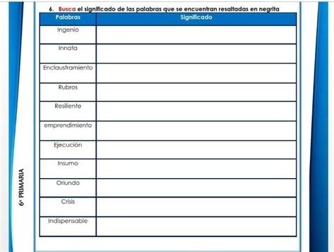 6 Busca El Significado De Las Palabras Que Se Encuentran Resaltadas En