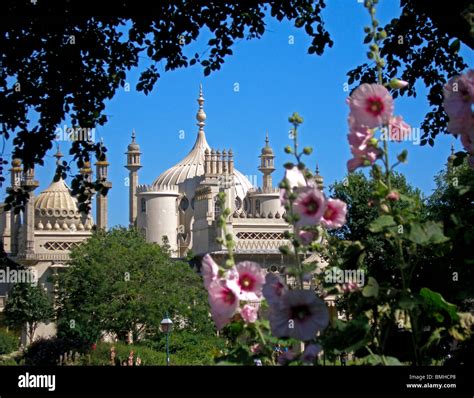 The Royal Pavilion viewed from the Pavilion Gardens, Brighton, East Sussex, England, UK, Great ...