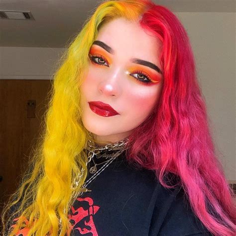 Lunar Tides Hair Colors On Instagram “🍓strawberry Lemonade🍋loving This Vibrant Split Hair Look