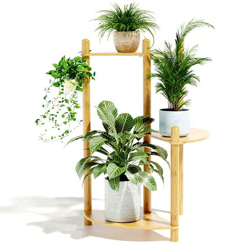 Plant Stand 3 Tier Bamboo Plant Stand For Indoor Outdoor Corner Plant