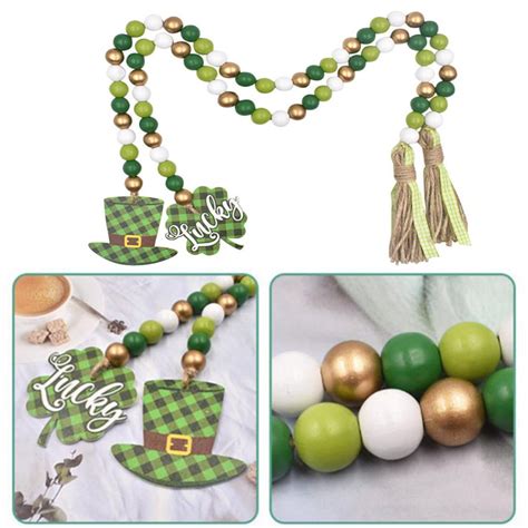 Wood Bead Garlands St Patricks Day Decorations Desk Decor St Patricks