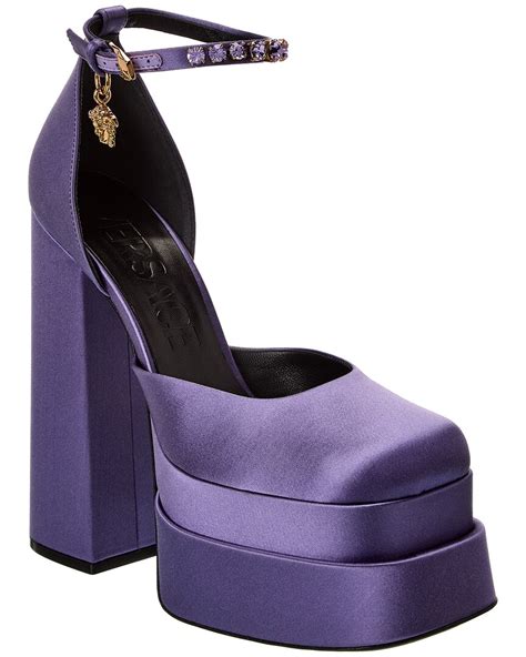 Versace Medusa Satin Platform Pump In Purple Modesens