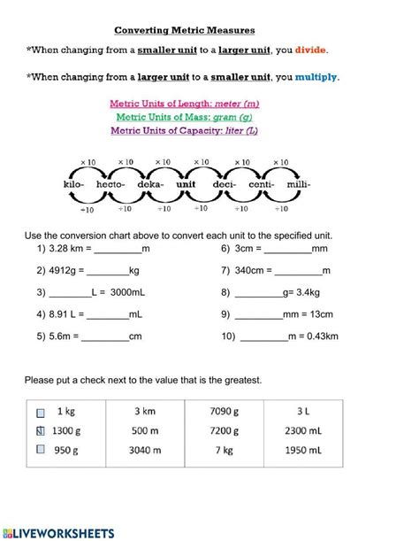 Metric Conversions Worksheet Live Worksheets Worksheets Library