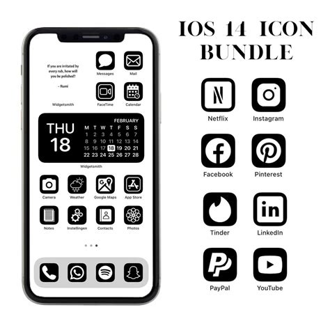 Black and White iPhone Icons Ios 14 Icons App Icons Ios 14 - Etsy