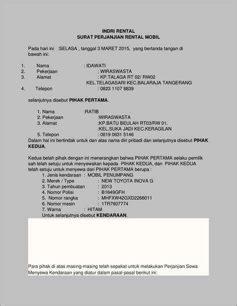 Contoh Surat Perjanjian Pengadaan Kendaraan Dinas Surat Permohonan