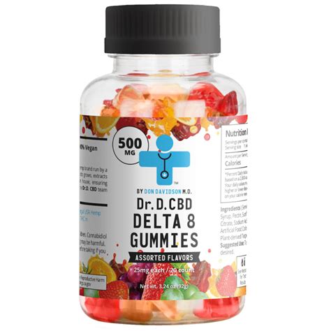 Dr. D Delta 8 Gummies - 500mg - 20 ct - Blue Razz Flavor